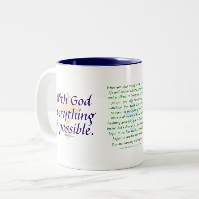 2 Couleurs Avec Dieu tout est possible - tasse (Devant gauche)