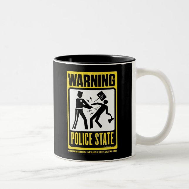 2 Couleurs Avertissement : Tasse d'état policier (Droit)