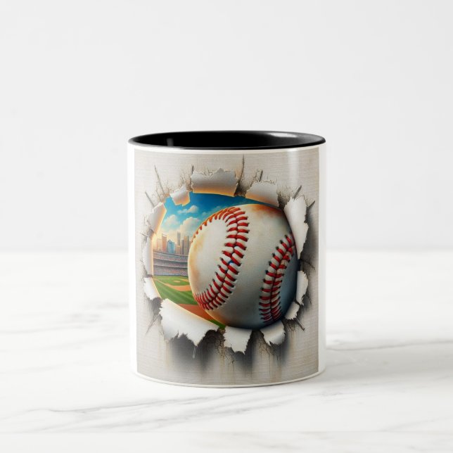 2 Couleurs Baseball à travers tasse de verre (Centre)