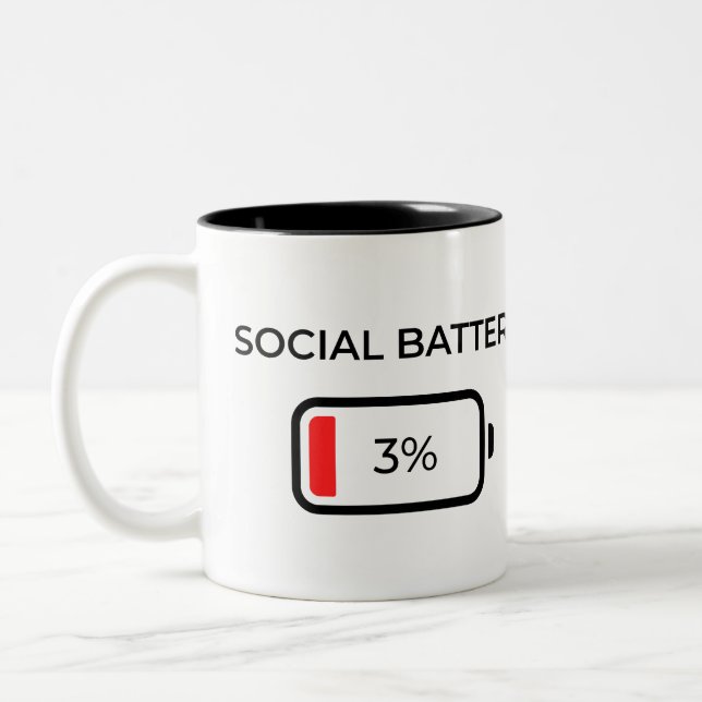 2 Couleurs Batterie sociale 3% - Tasse à café (Gauche)