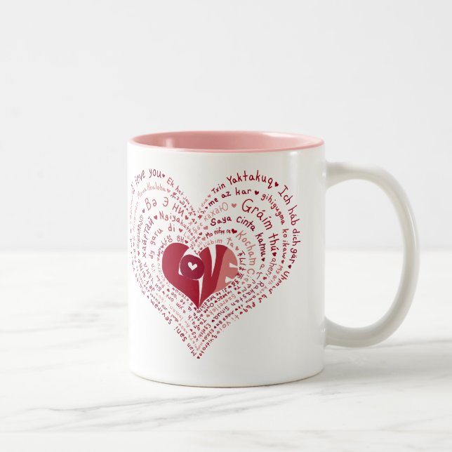 2 Couleurs Beaucoup de langues de tasse d'amour (Droit)