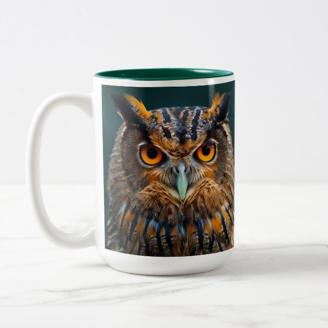 2 Couleurs Belle tasse de hibou de 15 oz (Gauche)