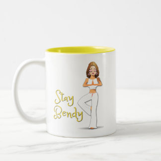 2 Couleurs Blanc de tasse de yoga avec le jaune