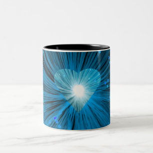2 Couleurs Bleu Coeur tasse bicolore