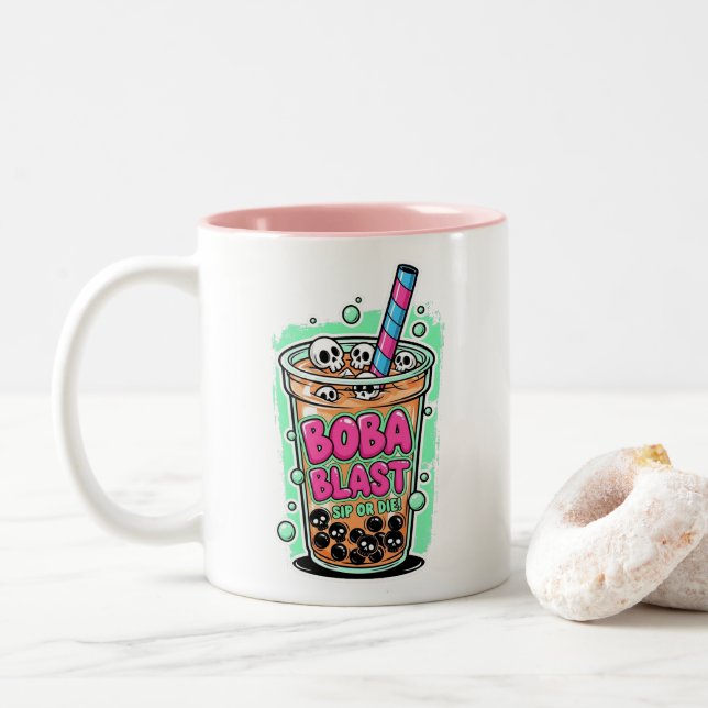 2 Couleurs Boba Blast – Sip ou Meurs ! Tasse à café (Avec donut)