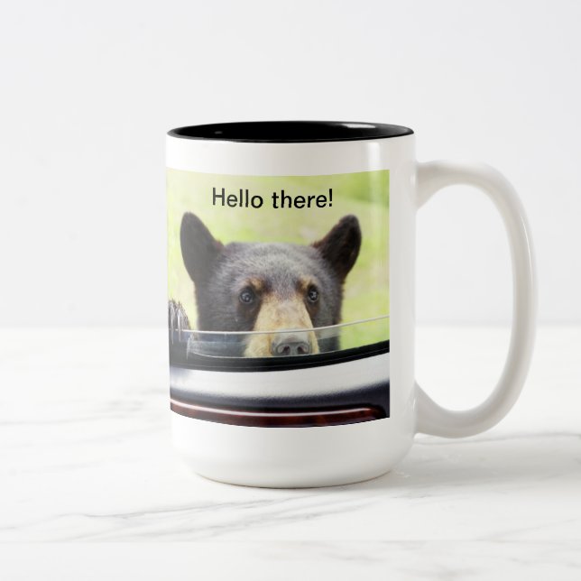 2 Couleurs "Bonjour là !" Tasse d'ours noir (Droit)
