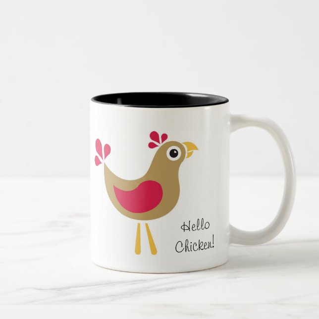 2 Couleurs Bonjour poulet ! Tasse (Droit)