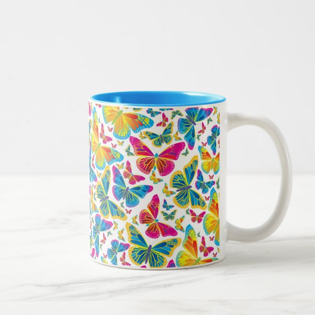 2 Couleurs Bright beterflies café tasse (Droit)
