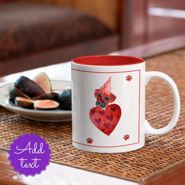 2 Couleurs Cadeau de la Saint-Valentin Boxer Chien Tasse de C (Créateur téléchargé)