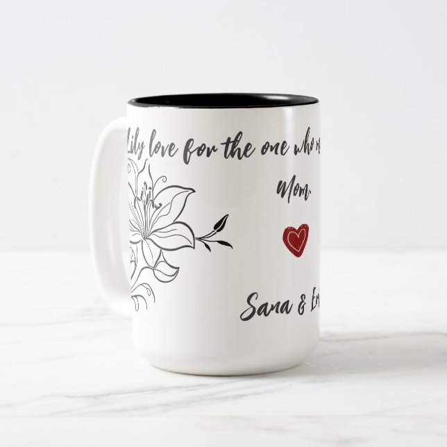 2 Couleurs Cadeau de tasse élégante Lily pour la fête des mèr (Devant gauche)