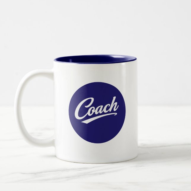 2 Couleurs Cadeau Tasse Typographie Script pour Entraîneur (Gauche)