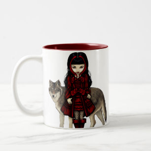 2 Couleurs "Capuchon rouge tasse en automne"