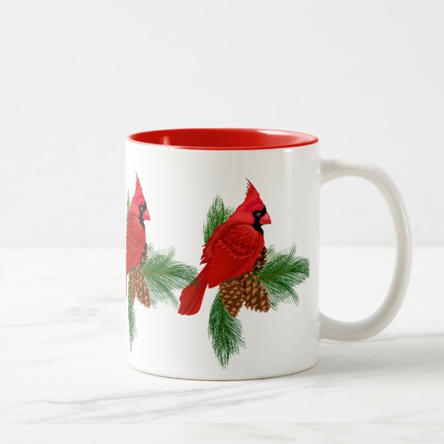 2 Couleurs Cardinal de Noël Tasse à café de Noël (Droit)