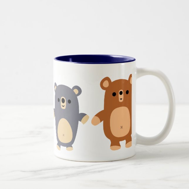 2 Couleurs Caricature mignonne Ours 1 tasse (Droit)