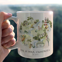 Carte de mariage aquarelle | Tasse de jeunes marié