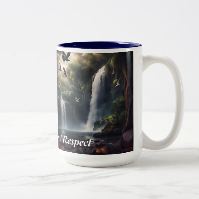 2 Couleurs Cascade tasse à café avec mantra quotidien (Droit)