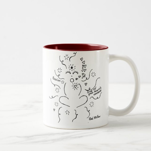 2 Couleurs 'Chantez "jusqu'à la tasse satisfaite de votre (Droit)