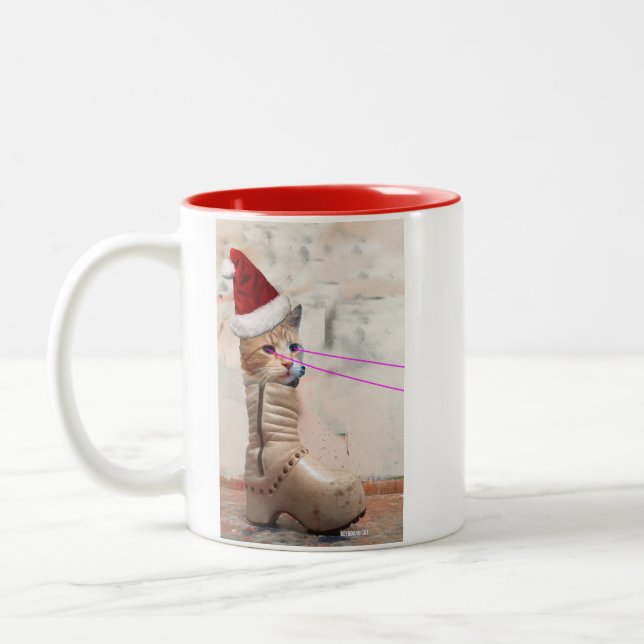 2 Couleurs Chat PÈRE NOËL de clavier DANS la tasse de (Gauche)