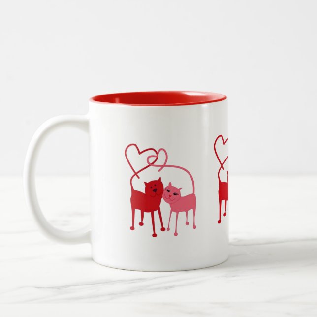 2 Couleurs Chats de Valentine - tasse de boisson (Gauche)