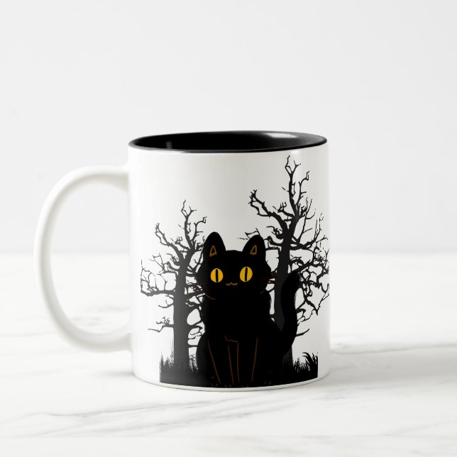2 Couleurs chatte tasse noir (Gauche)