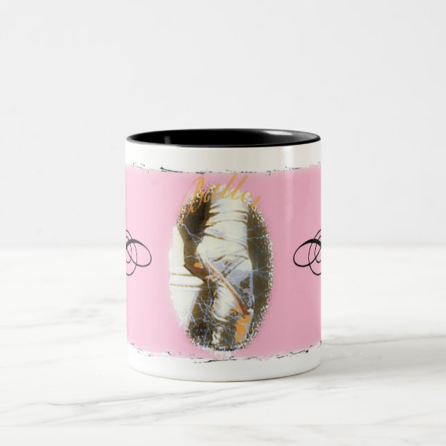 2 Couleurs Chaussure de Pointe de ballet avec la tasse rose (Centre)