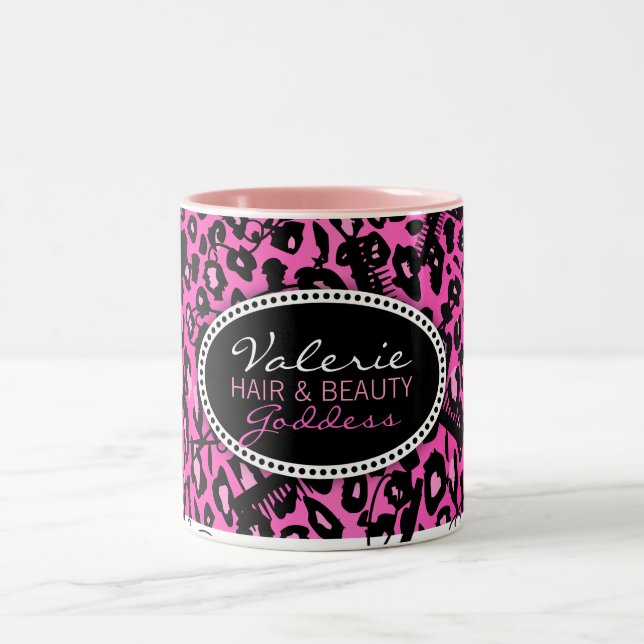 2 Couleurs Cheveux d'empreinte de léopard et tasse roses de (Centre)