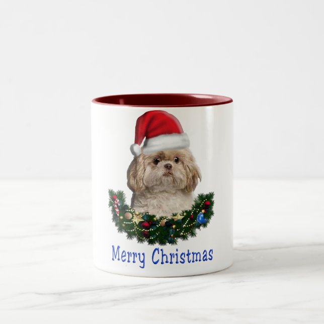 2 Couleurs Chien Christmas Café tasse (Centre)