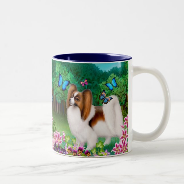 2 Couleurs Chien de Papillon dans la tasse de jardin (Droit)
