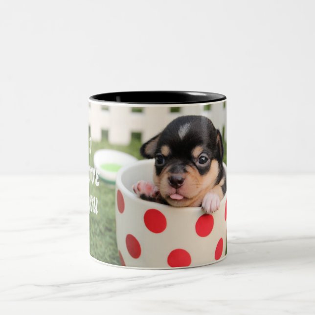 2 Couleurs Chien mignon dans la tasse (Centre)