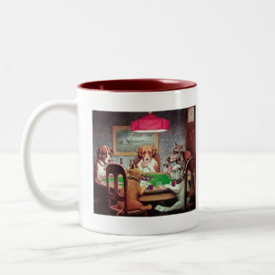 2 Couleurs Chiens jouant la tasse de tisonnier