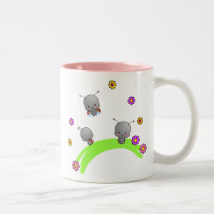 2 Couleurs Coccinelles et tasse mignonnes de fleurs