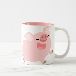 2 Couleurs Cochon de dessin joyeux teuse tasse personnalisée