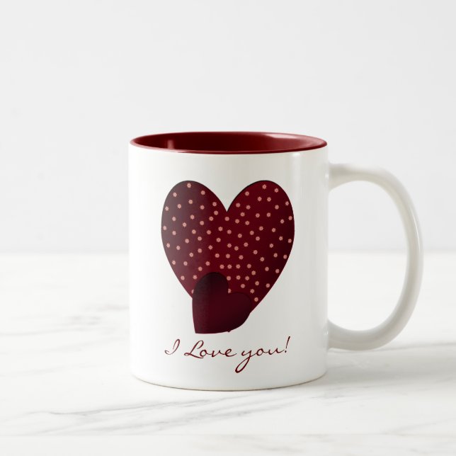 2 Couleurs Coeurs assez rouges : Je t'aime tasse (Droit)