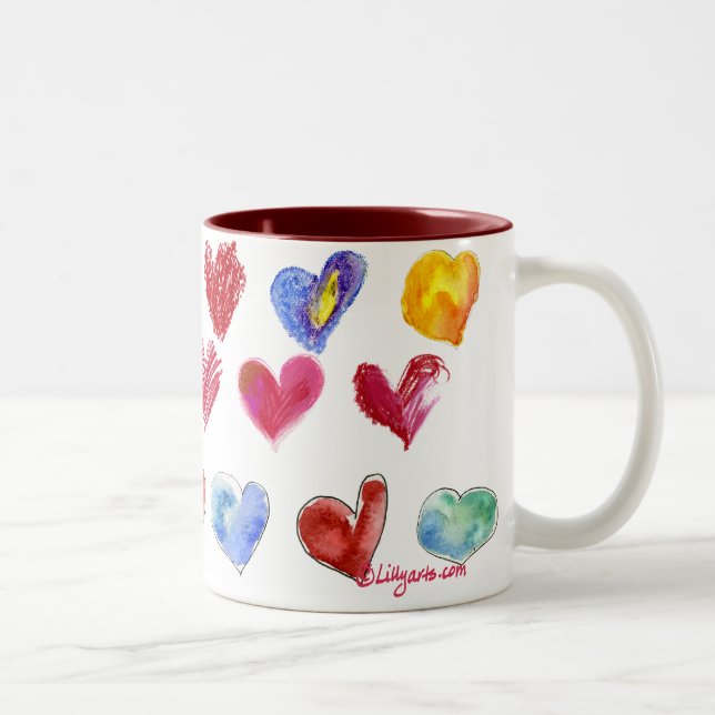 2 Couleurs Coeurs d'amour de Valentine-- Tasse 4 de 4 (Droit)