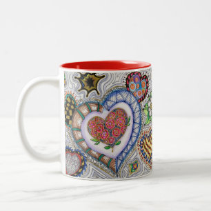 2 Couleurs Coeurs et tasse de fleurs