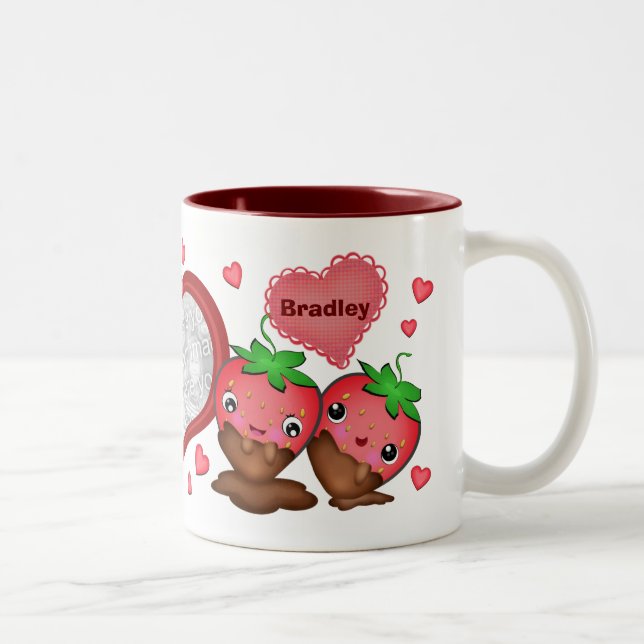 2 Couleurs Coeurs tasse faite sur commande de photo d'amour (Droit)