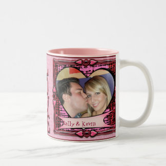 2 Couleurs Coeurs tasse faite sur commande de photo d'amour