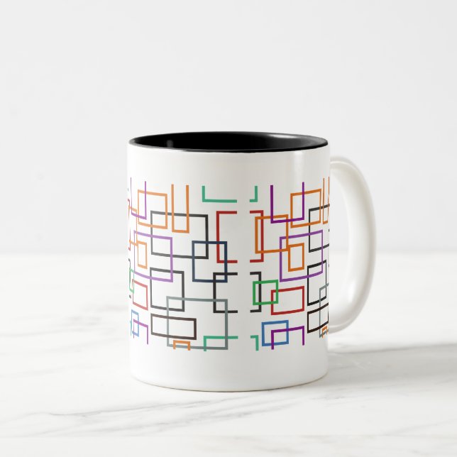 2 Couleurs Conception de tasse géométrique vibrante avec des  (Devant droit)