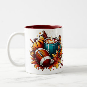 2 Couleurs Coutume unique football automne cottagecore tasse 