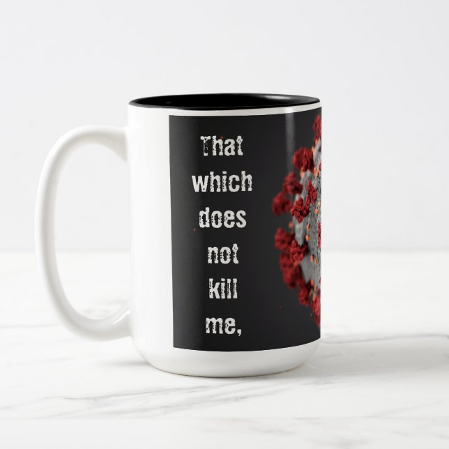 2 Couleurs Covid-19 Tasse de café. 15 oz. Deux Tons. (Gauche)