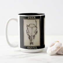 "Crâne de cerf", tasse noire et blanche