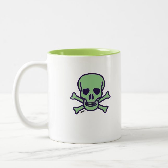 2 Couleurs Crâne vert tasse à deux tons (Gauche)
