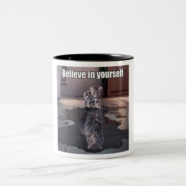 2 Couleurs "Croyez en vous-même" le noir tasse à deux tons de (Centre)