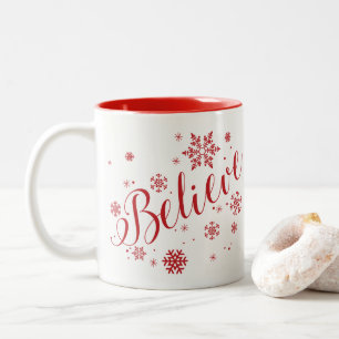 2 Couleurs "Croyez" la tasse graphique de vacances de flocon