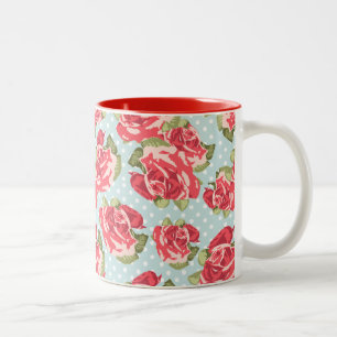 2 Couleurs Cru floral de roses chics minables de tasse
