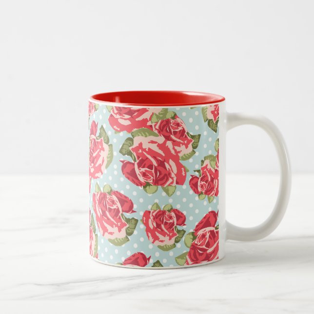 2 Couleurs Cru floral de roses chics minables de tasse (Droit)