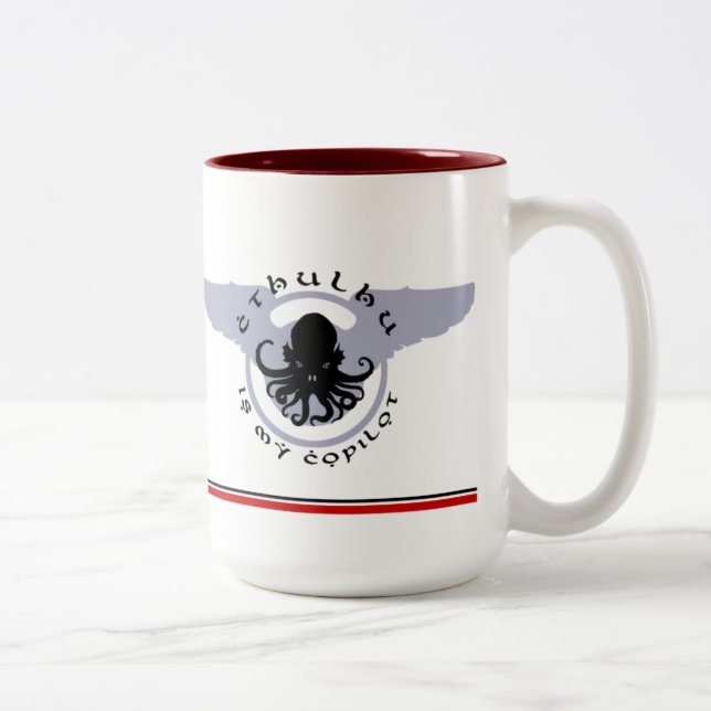 2 Couleurs Cthulhu est ma tasse ROUGE de RAYURE de co-pilote (Droit)