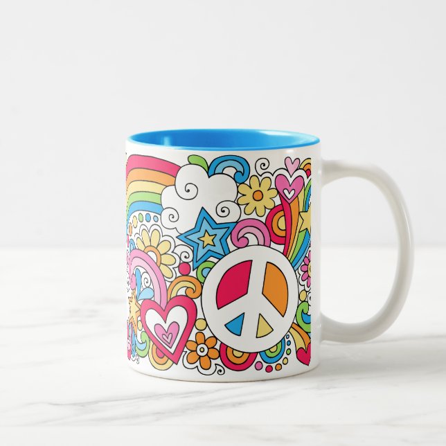 2 Couleurs ♥ de tasse d'arc-en-ciel d'amour et de bonheur de (Droit)