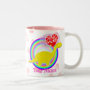 2 Couleurs Dentelez les dinosaures d'amour d'I avec la tasse