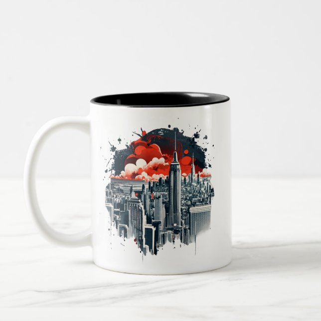 2 Couleurs Design de tasse d'horizon moderne City (Gauche)